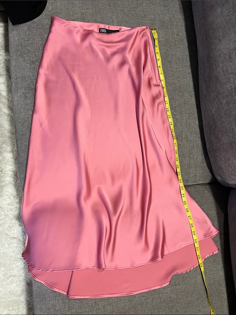 ZARA Pink Satin High-Low Slip Skirt